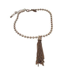 Vintage Natasha Couture Tassel Pendant with Rhinestone Necklace Choker